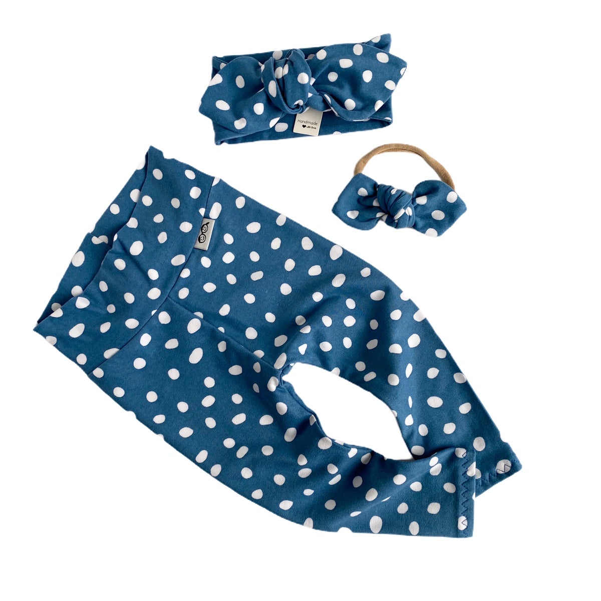 Blue White Abstract Dots Leggings and/or Headbands