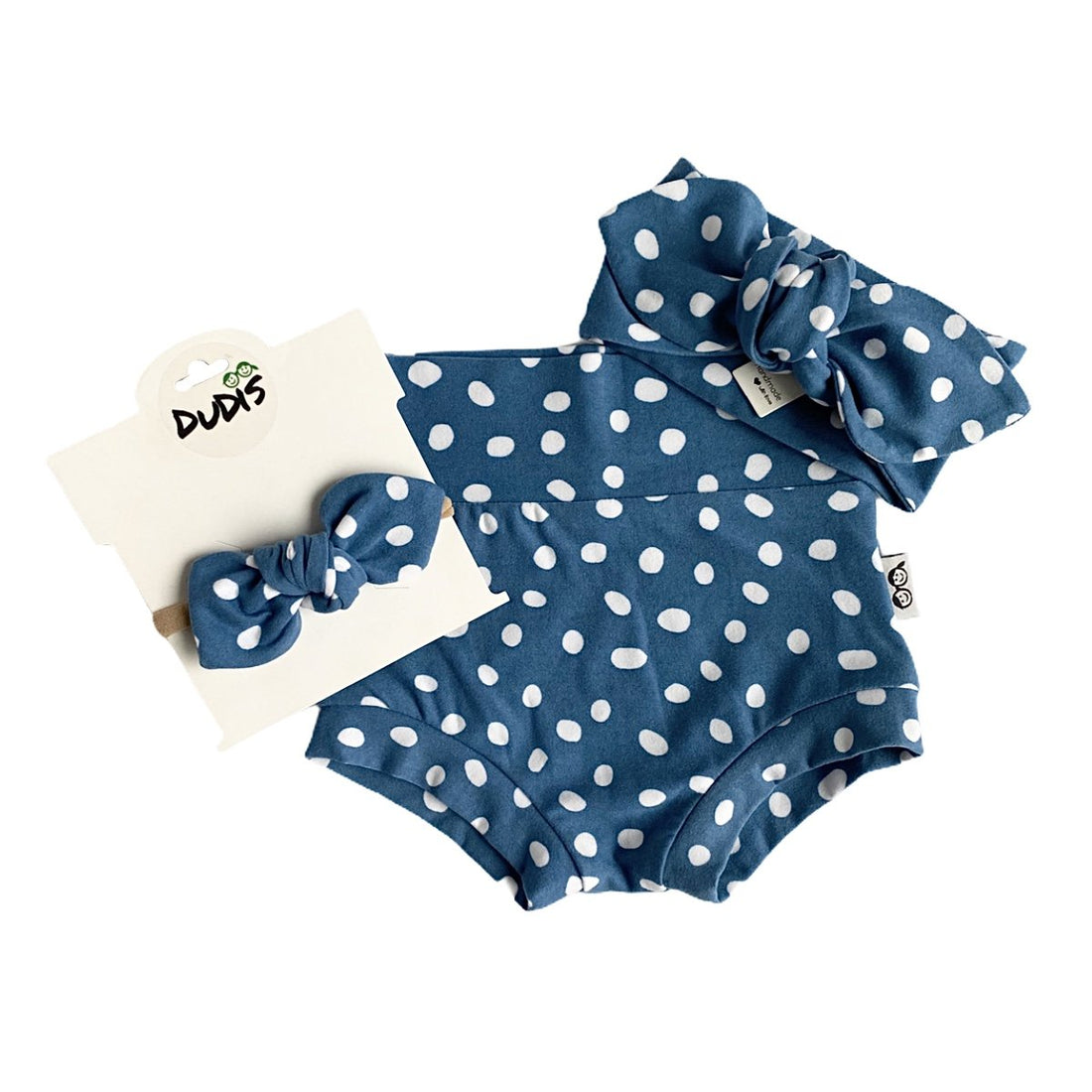 Blue White Abstract Dots Bummies and/or Headbands