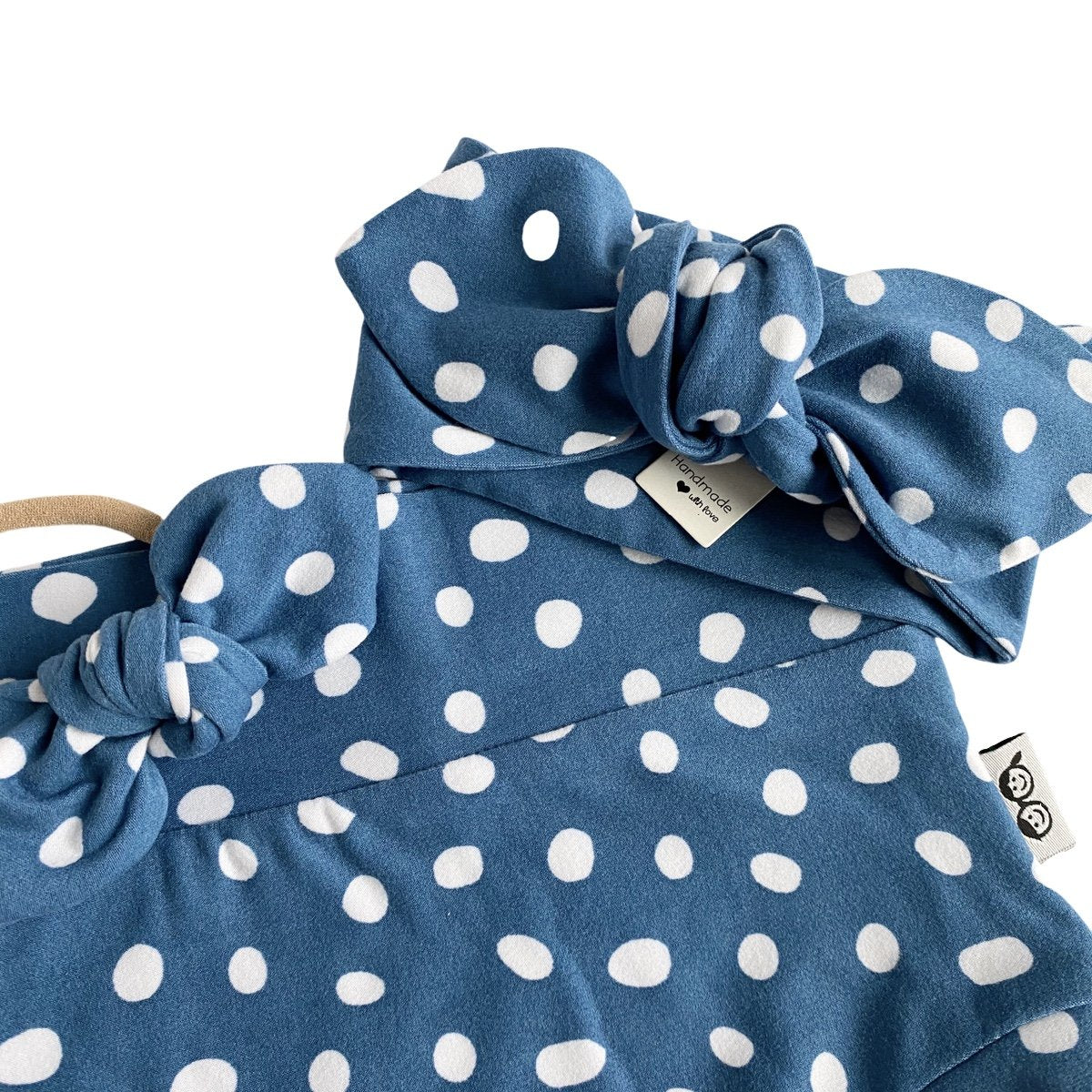 Blue White Abstract Dots Bummies and/or Headbands