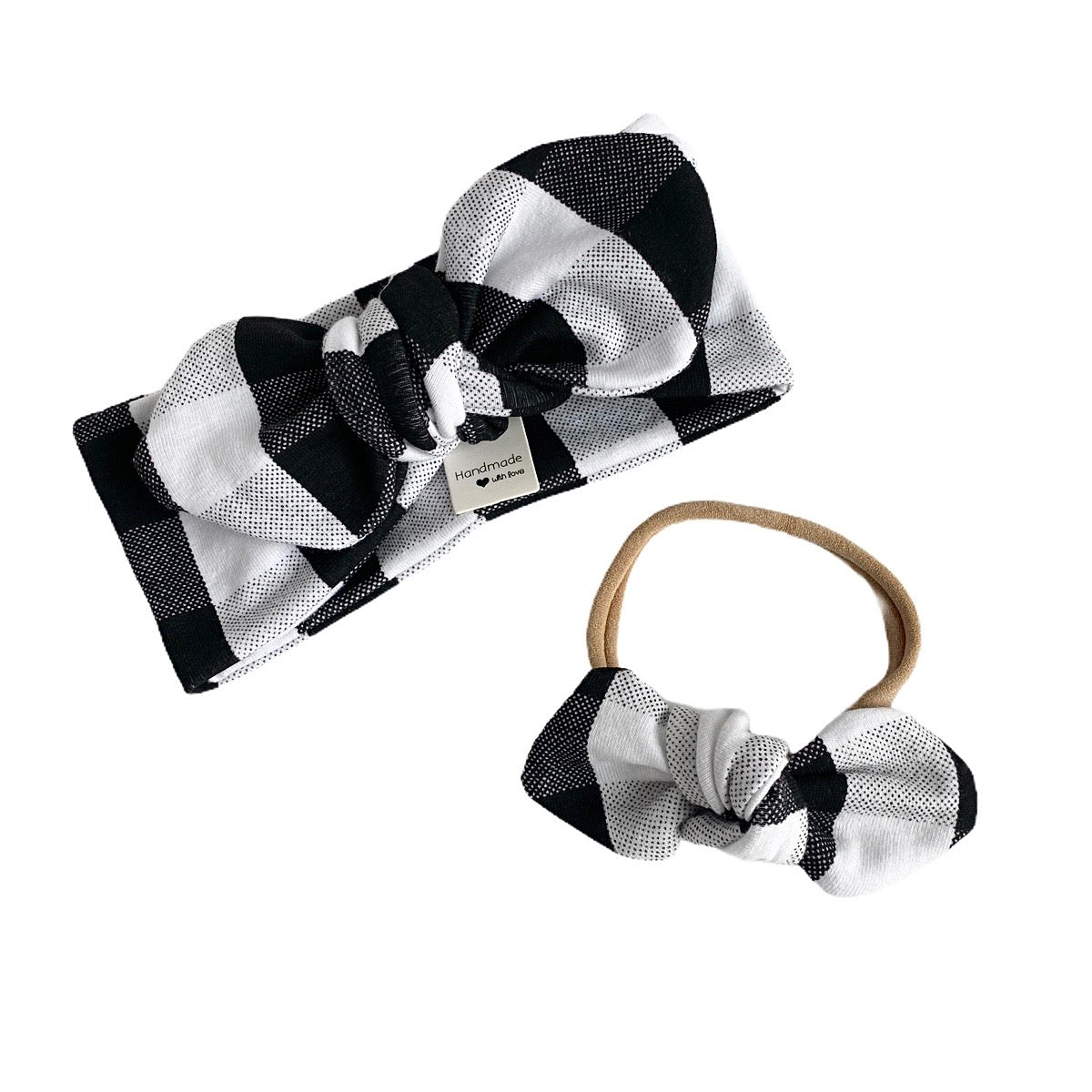 Black and White Plaid Leggings and/or Headbands