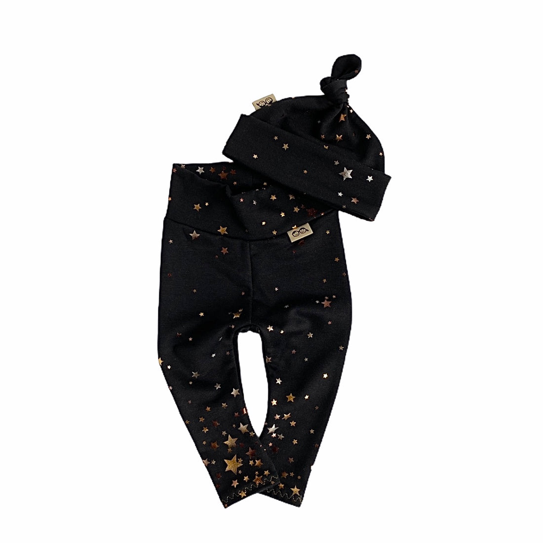 Foil Stars on Black Leggings and/or Knot Beanie Hat