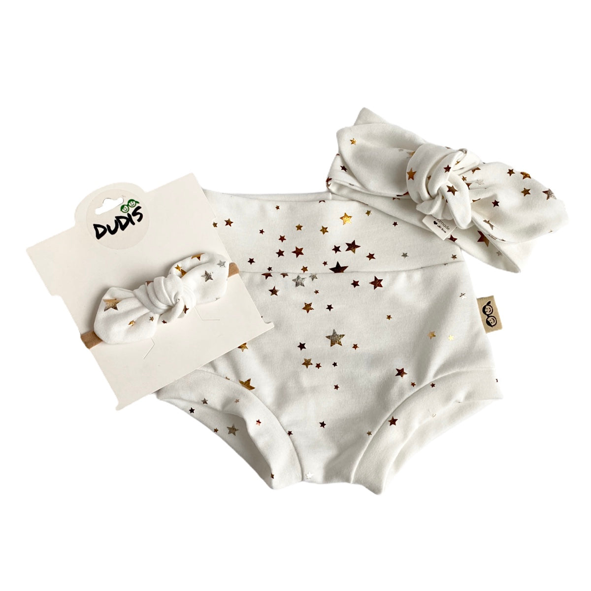 Foil Stars on White Bummies and/or Headbands