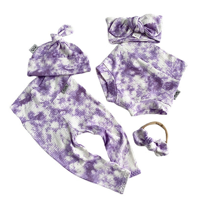 Purple Tie Dye Rib Leggings and/or Headbands