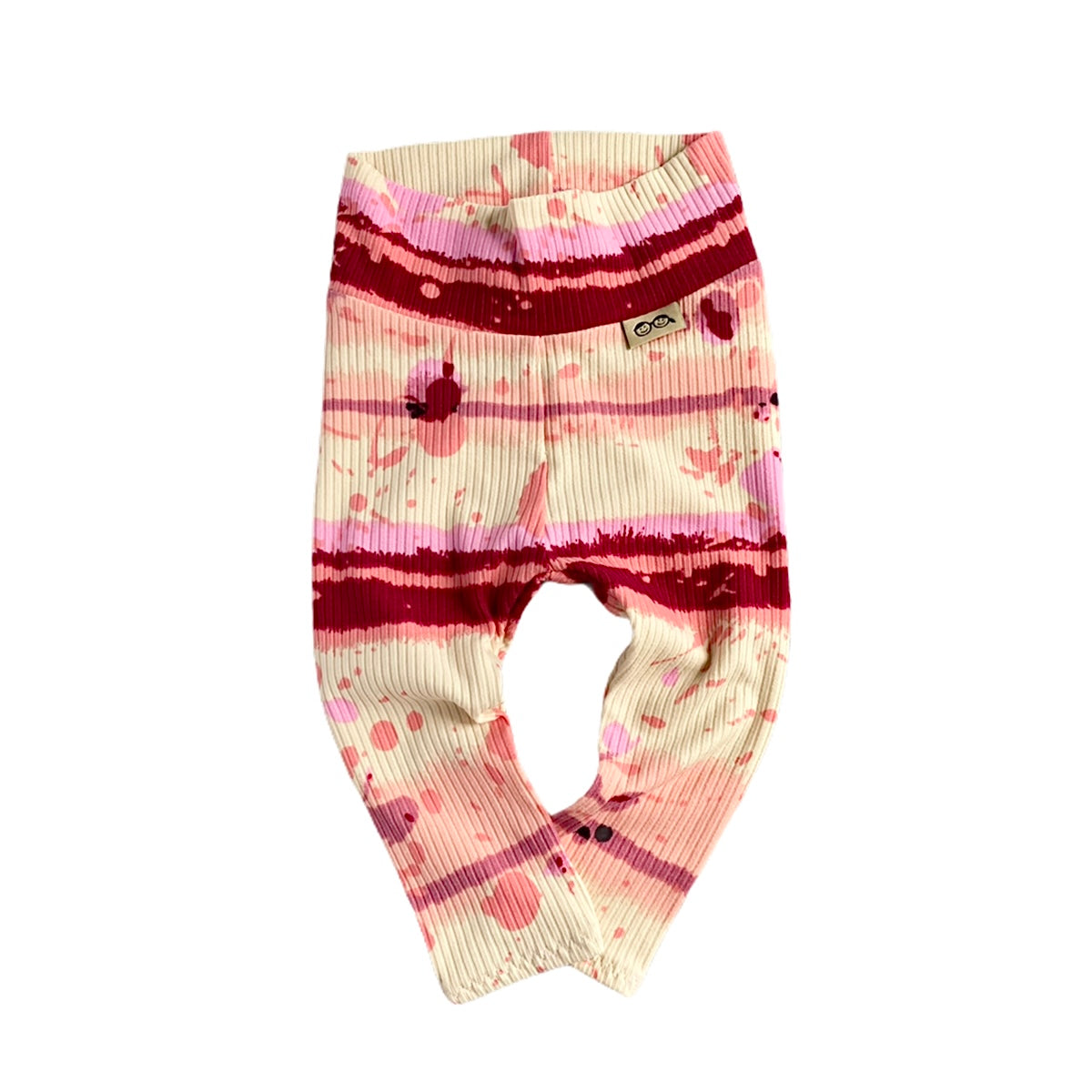 Pink Abstract Stripe Ribbed Leggings