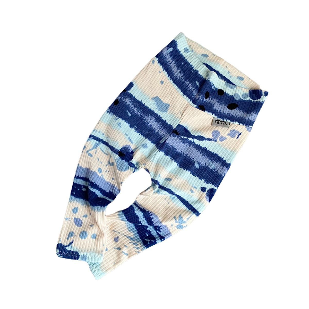 Blue Abstract Striped Rib Leggings and/or Knot Beanie Hat
