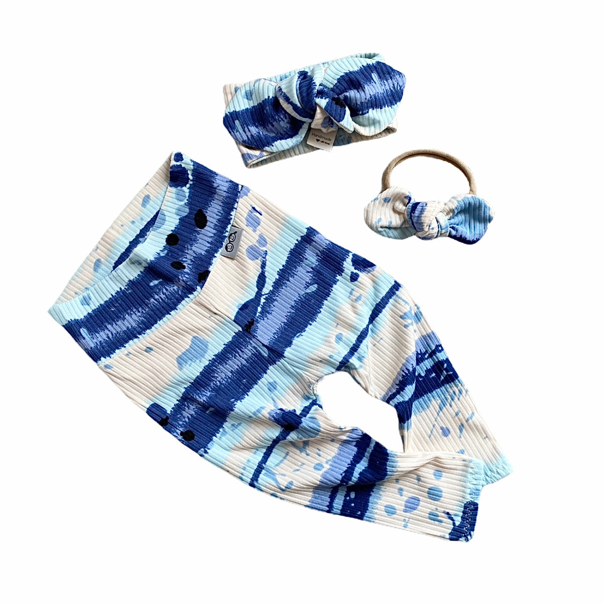 Blue Abstract Striped Rib Leggings and/or Headbands