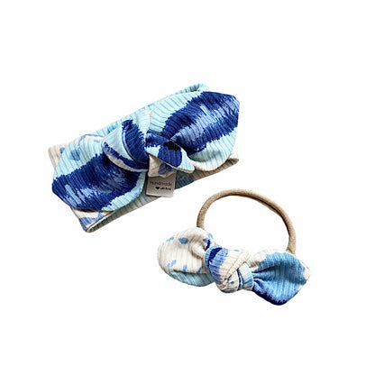 Blue Abstract Striped Rib Bummies and/or Headbands