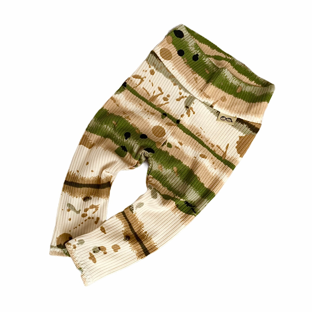 Olive Abstract Striped Rib Leggings