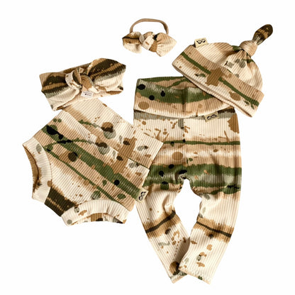 Olive Abstract Striped Rib Bummies and/or Headbands