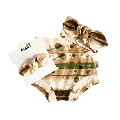 Olive Abstract Striped Rib Bummies and/or Headbands