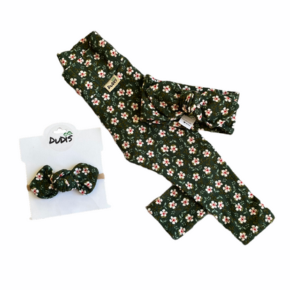 Dainty Floral Green Rib Leggings and/or Headbands