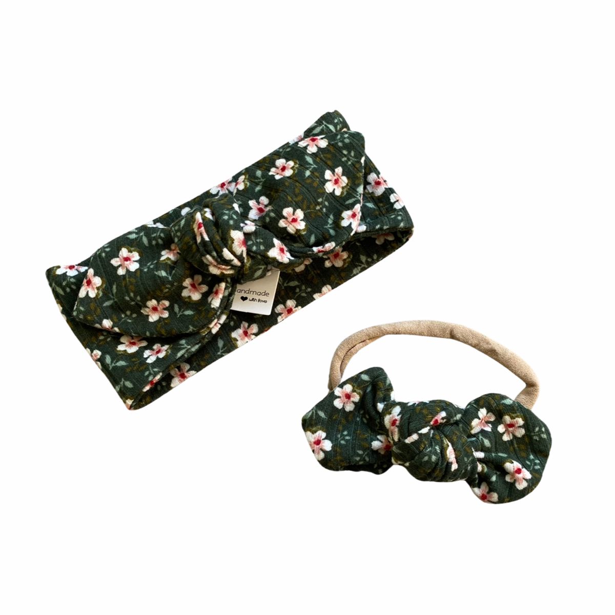 Dainty Floral Green Rib Bummies and/or Headbands