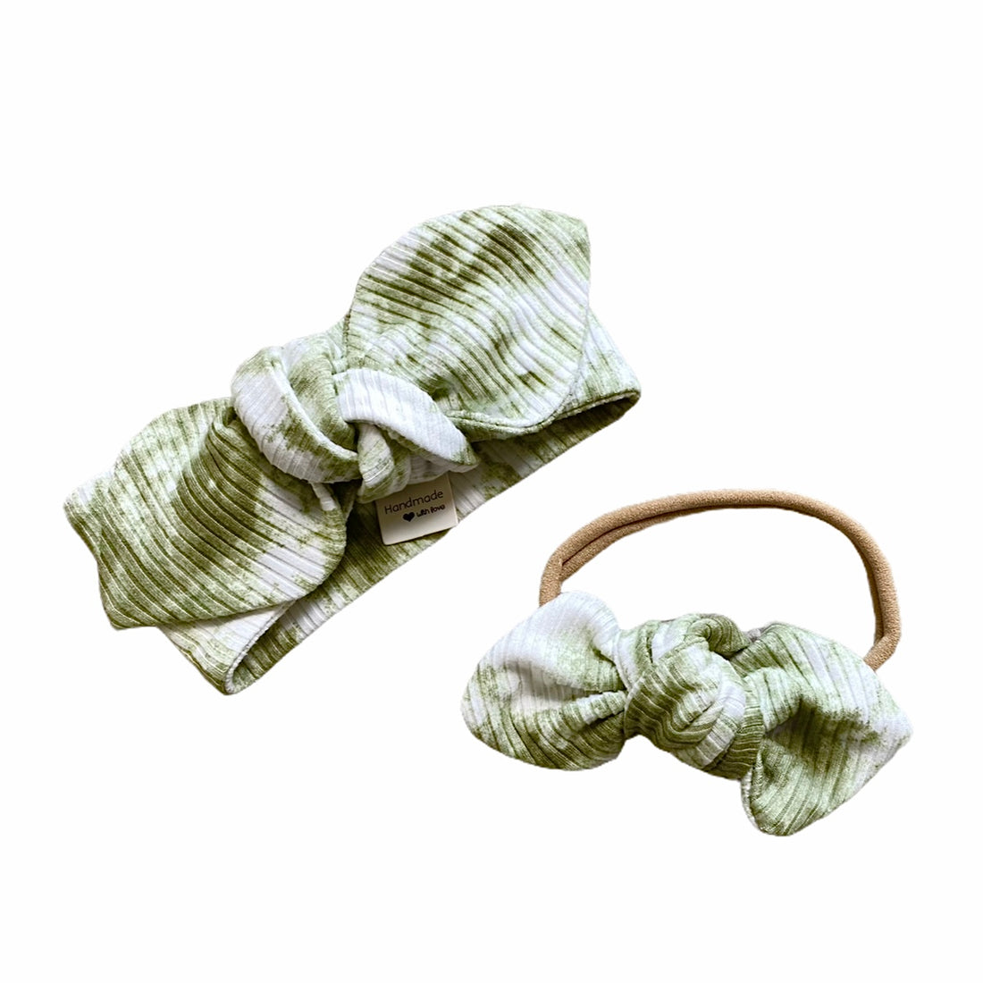 Olive Green Tie Dye Ribbed Headbands