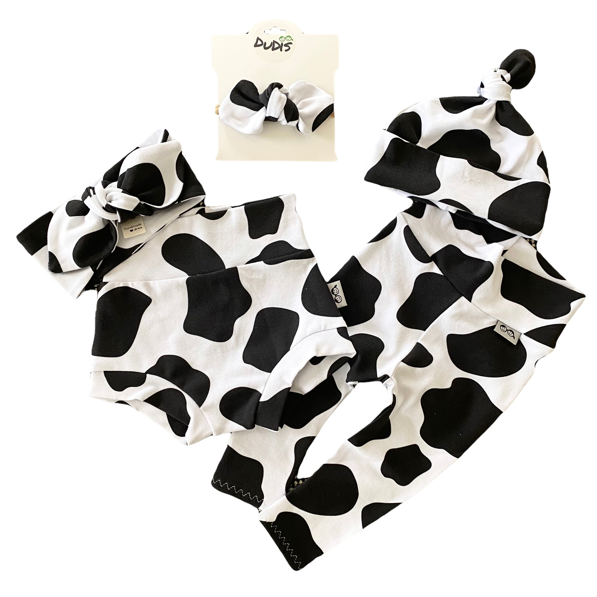 Cow Spots Leggings and/or Knot Beanie