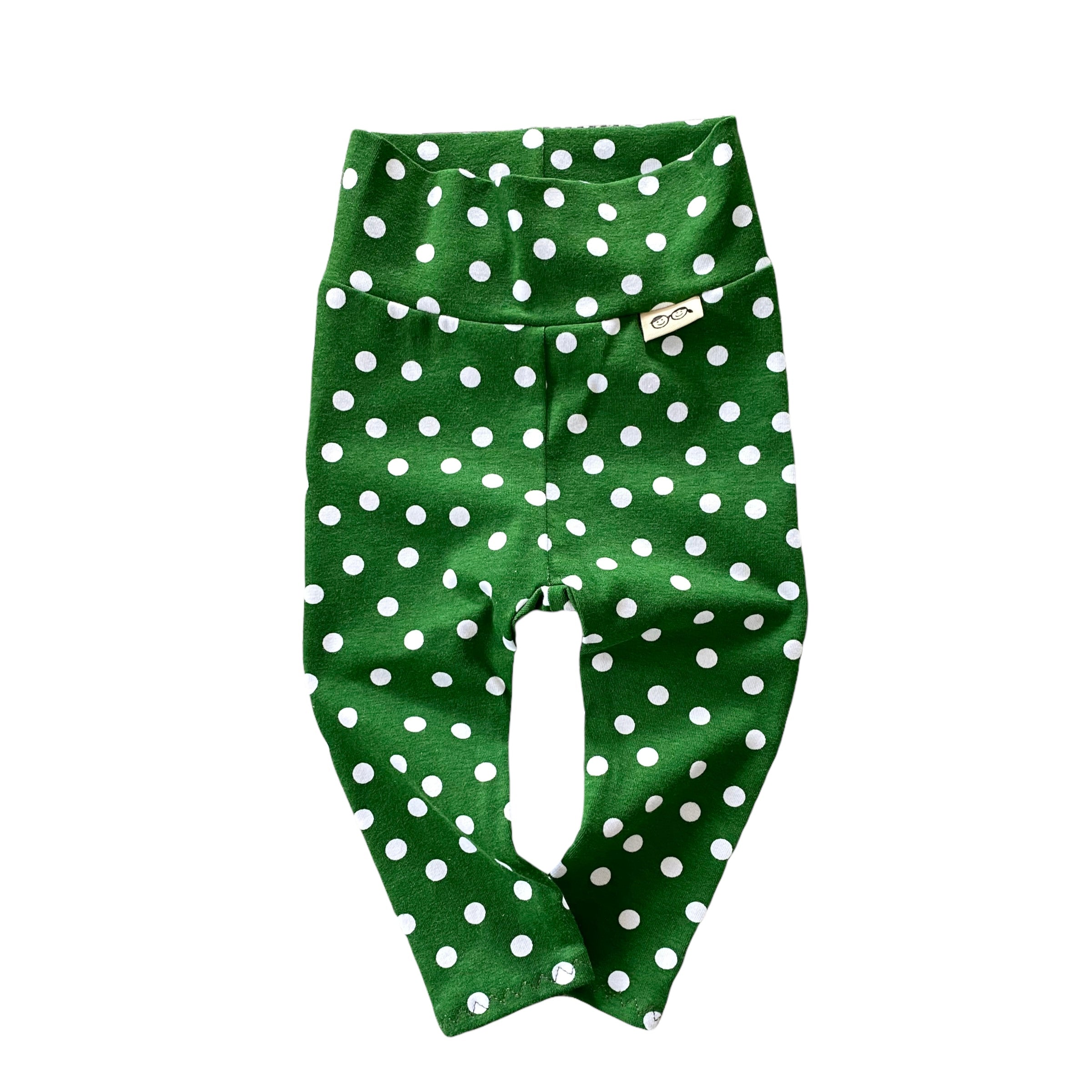 Green White Polka Dots Christmas Leggings
