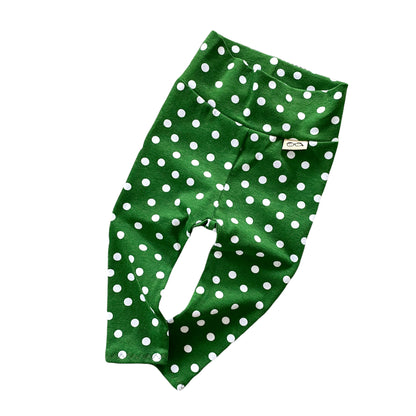 Green White Polka Dots Christmas Leggings and/or Headbands