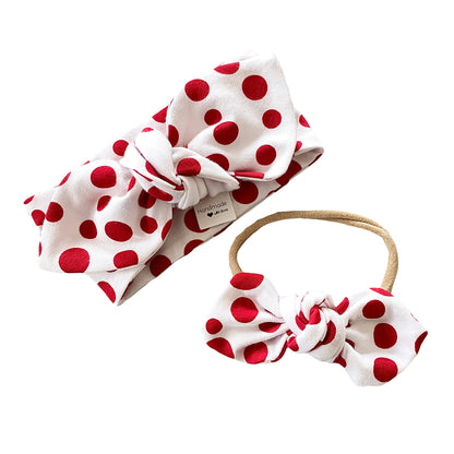 Red White Polka Dots Christmas Leggings and/or Headbands