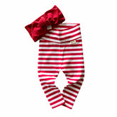 Red and White Leggings with Red Headband