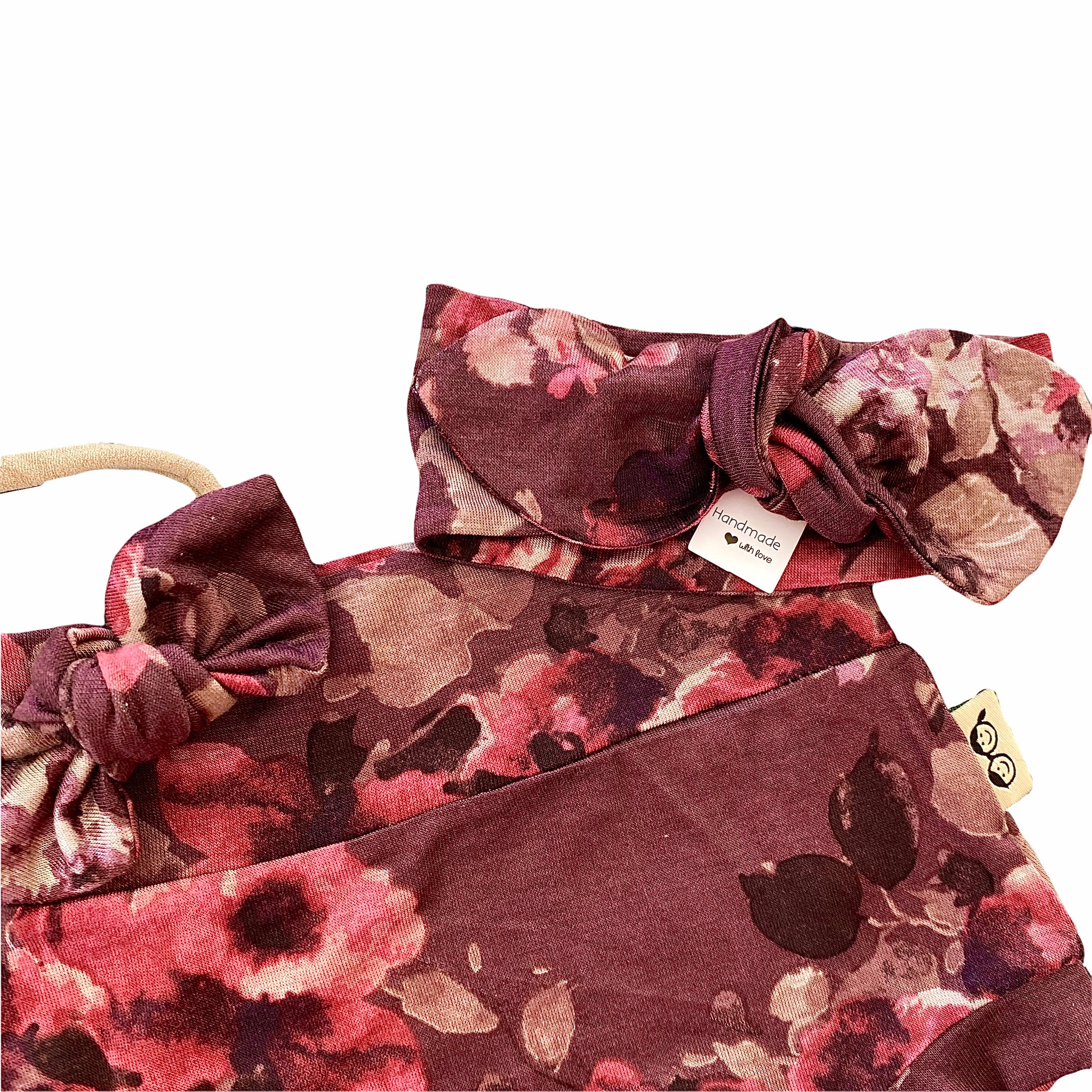 Vintage Florals on Burgundy Bummies and/or Headbands