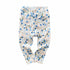 Blue Tone Dainty Flowers on White Ribbed Leggings