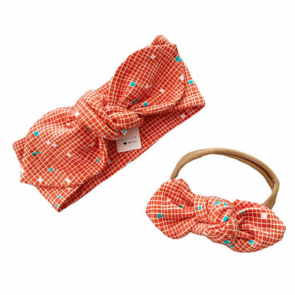Tiny Squares on Coral Bummies and/or Headbands