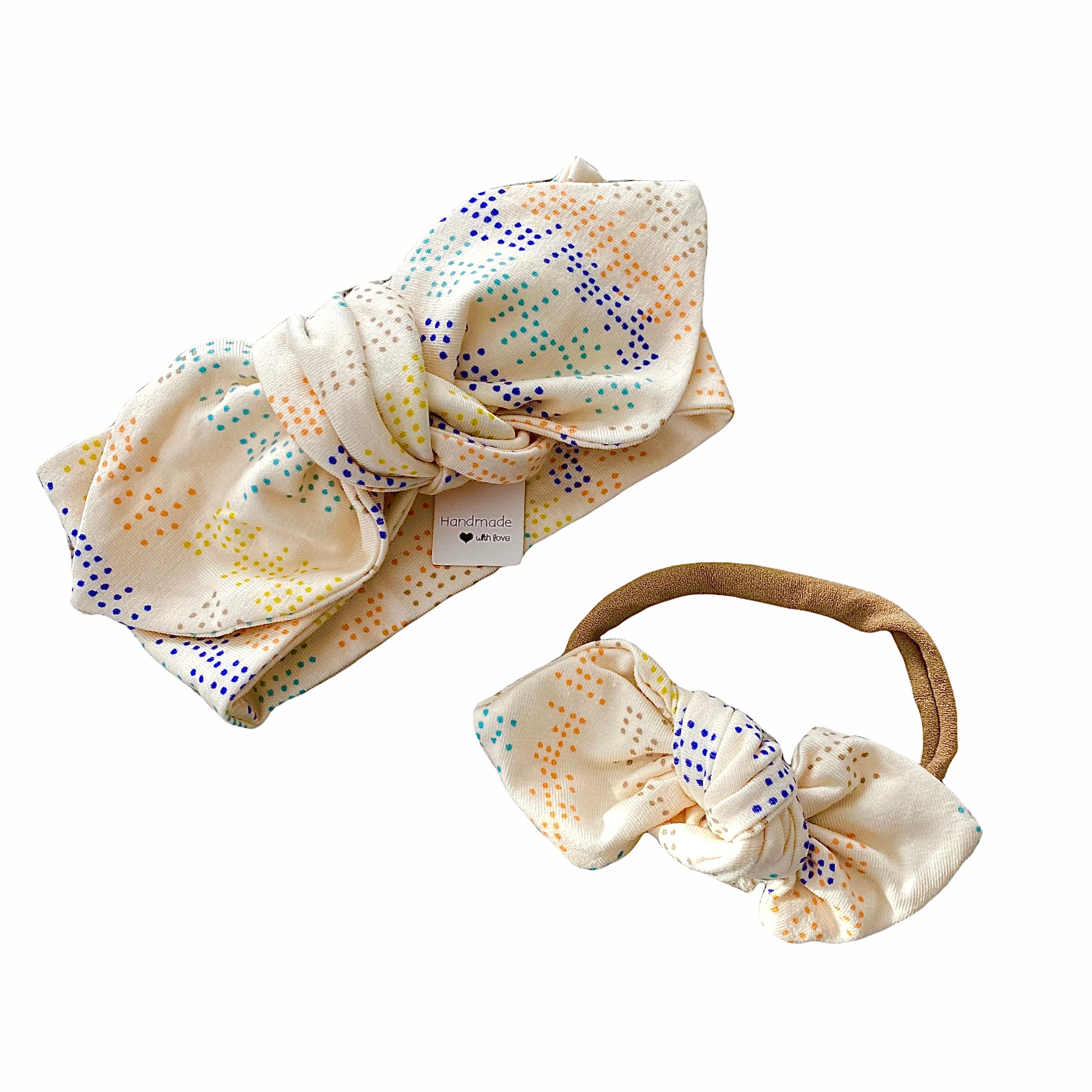 Colorful Tiny Dots on Cream Leggings and/or Headbands