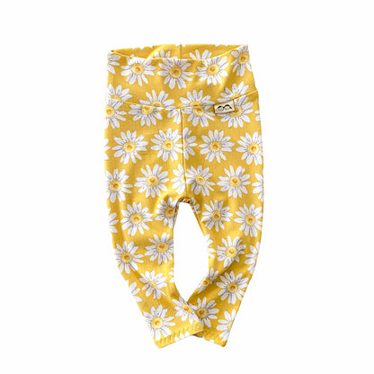 Spring Daisies on Yellow Leggings and/or Headbands