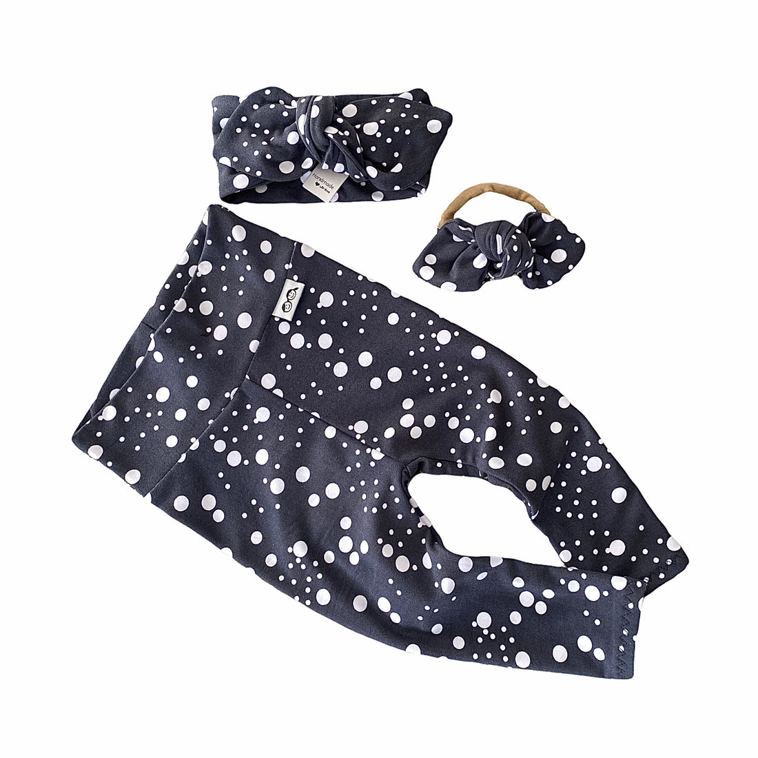 Dark Grey Abstract Dots Leggings and/or Headbands