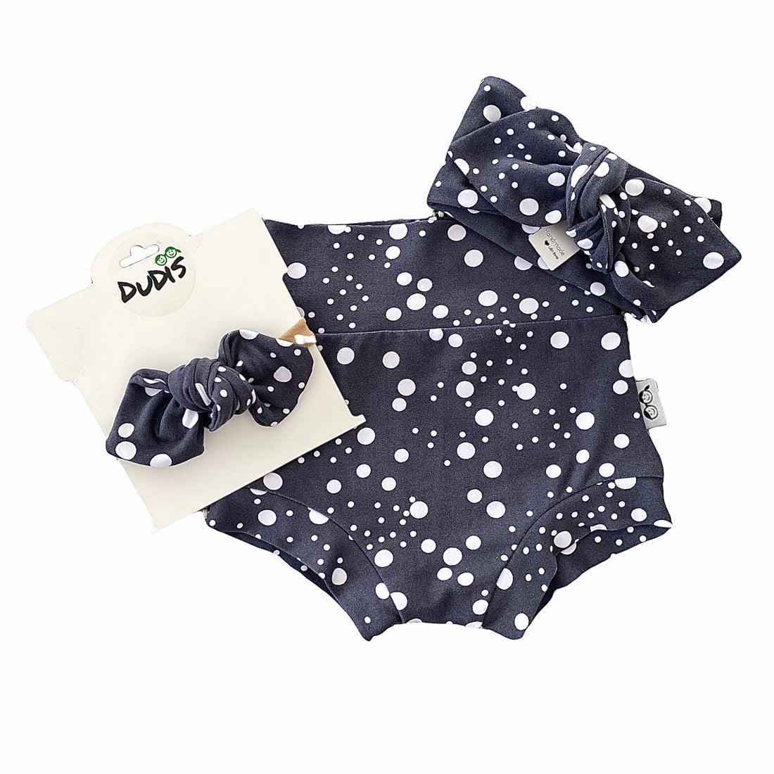 Dark Grey Abstract Dots Bummies and/or Headbands