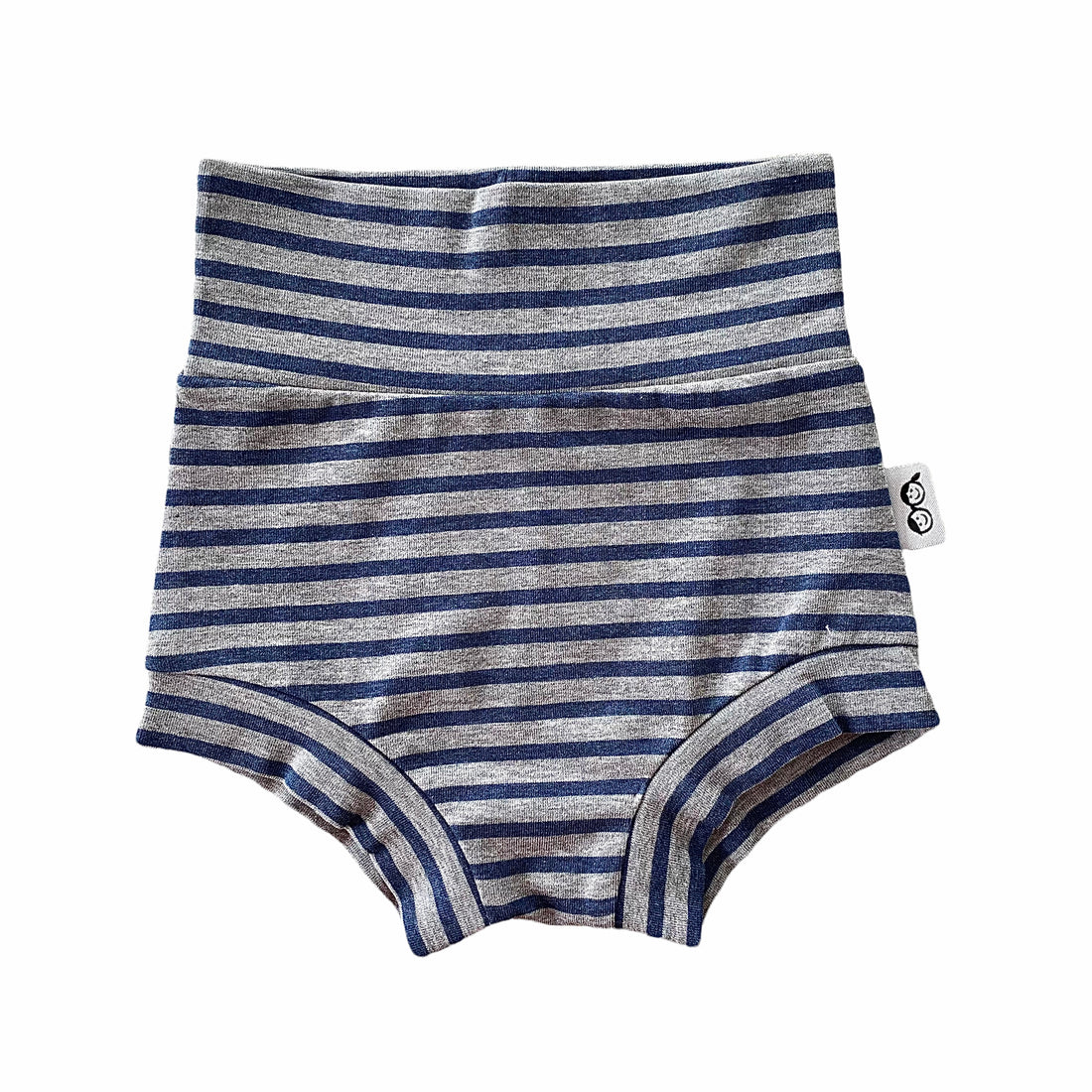 Navy Stripes on Heather Grey Bummies