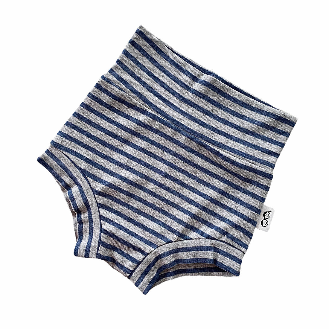 Navy Stripes on Heather Grey Bummies
