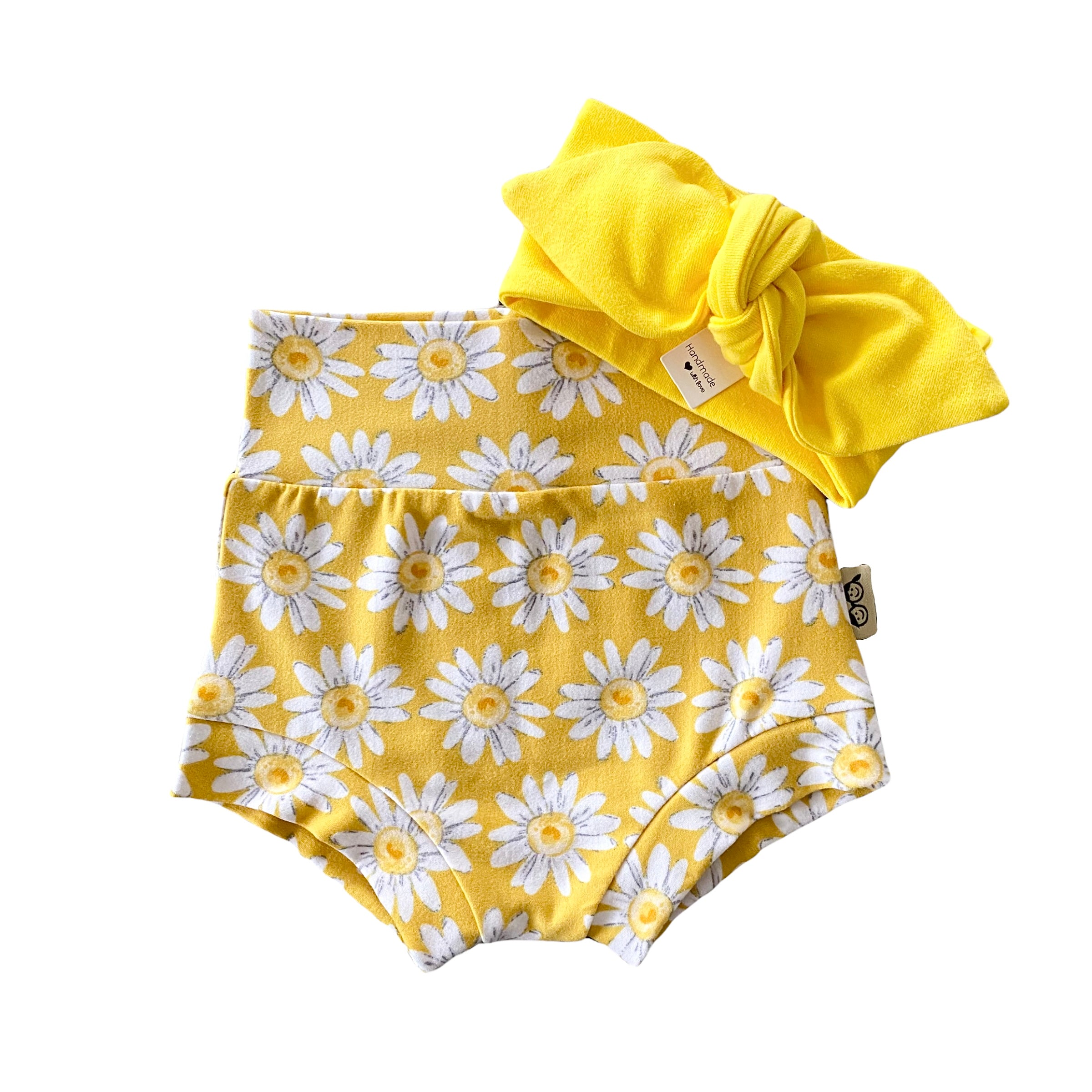 Spring Daisies on Yellow Mix and Match Bummies with Yellow Headband