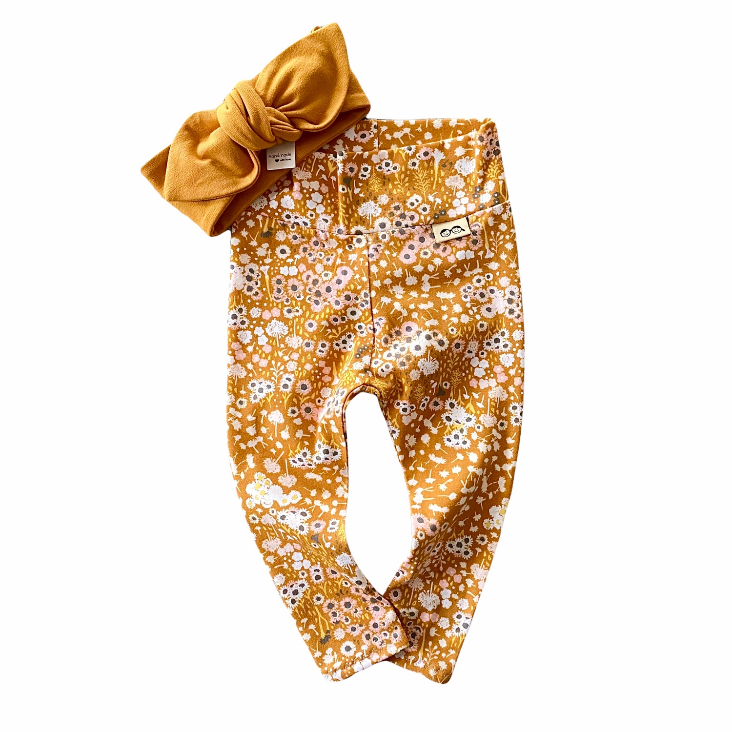 Mustard Floral Mix and Match Leggings with Mustard Headband