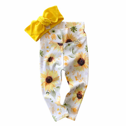 Sunflower Mix and Match Leggings with Yellow Headband