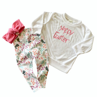 Floral Bunny Leggings with Pink Headband
