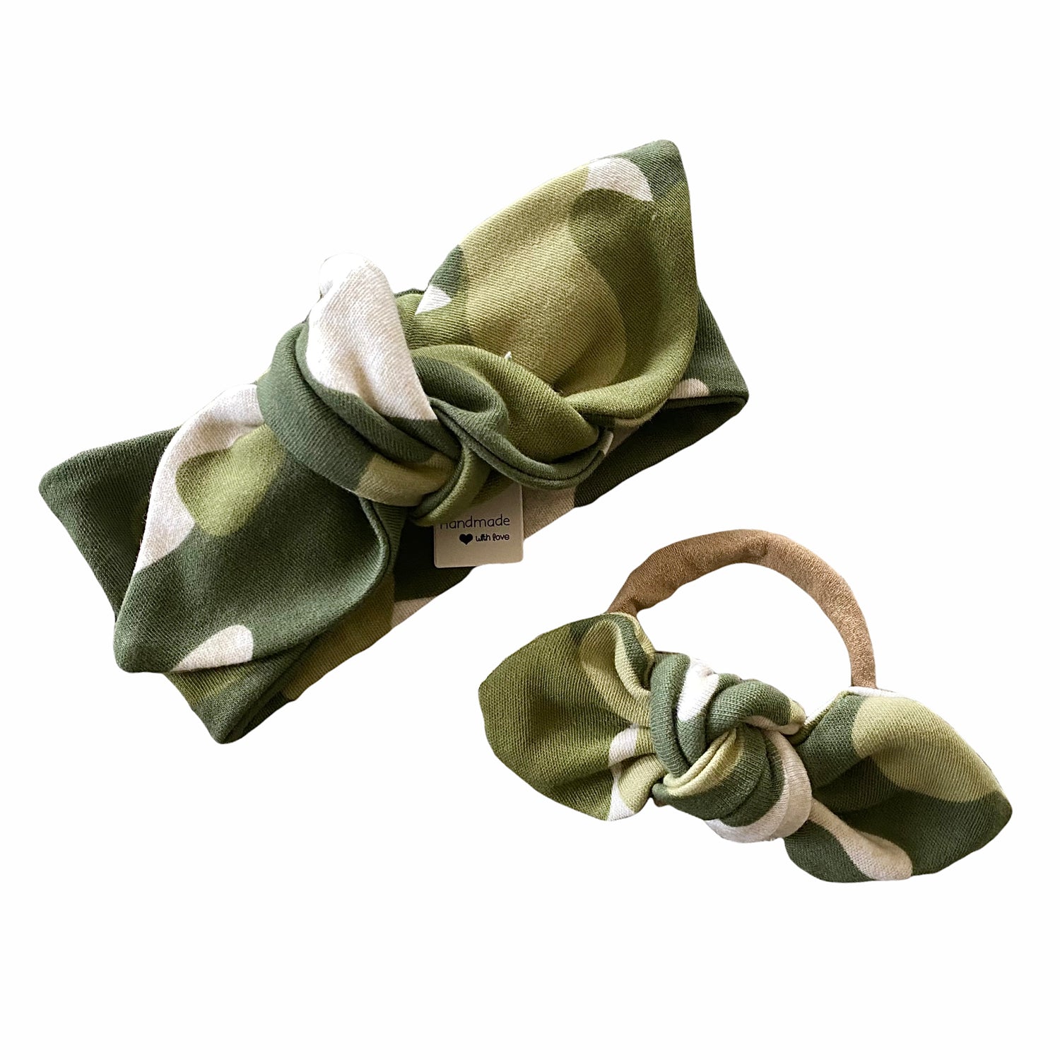 Green Camouflage Bummies and/or Headbands