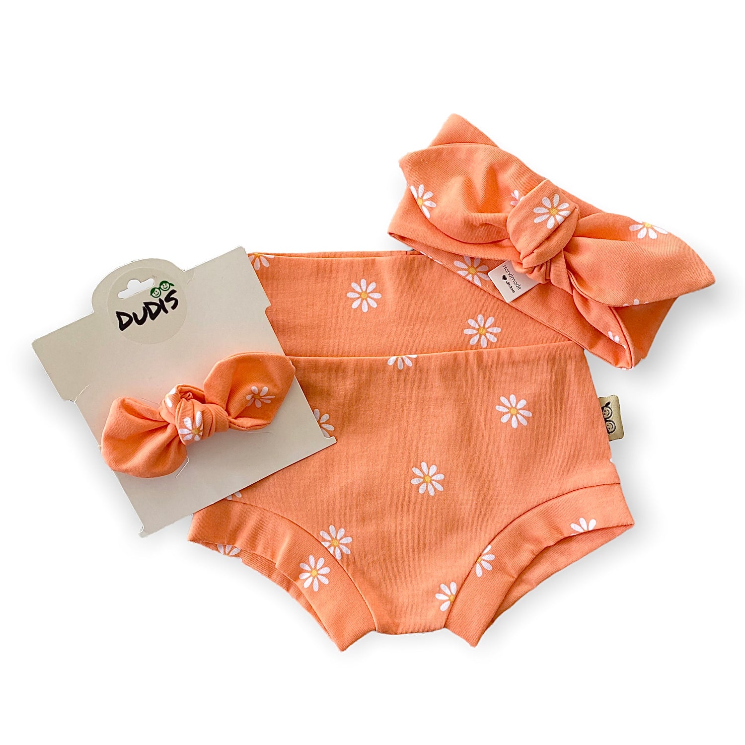 Daisies on Peach Bummies and/or Headbands