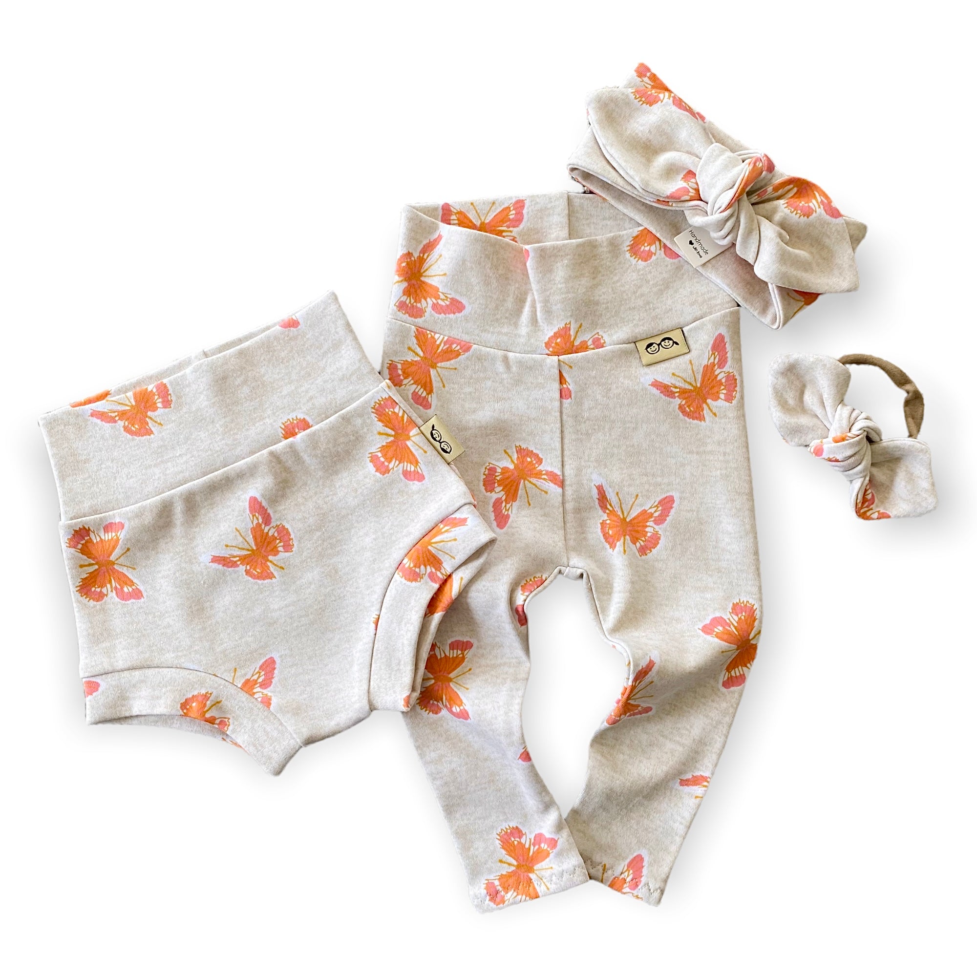 Butterflies on Heather Ivory Leggings and/or Headbands