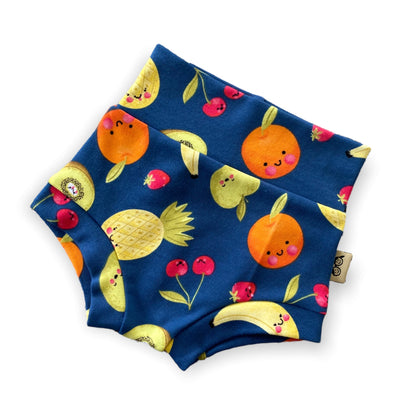 Fun Fruits on Blue Bummies and/or Headbands