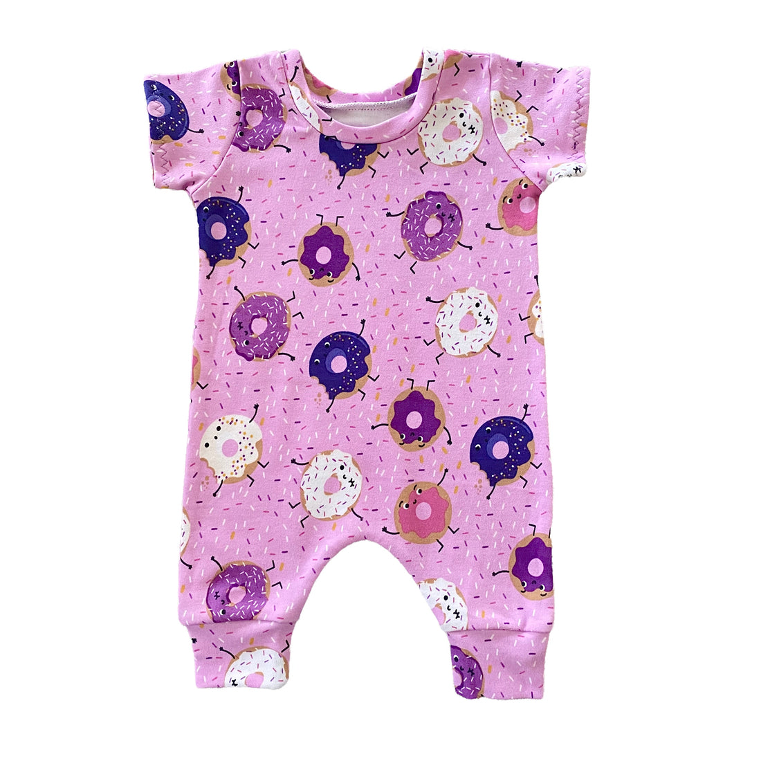 Purple Donuts Harem Short-Sleeve Romper