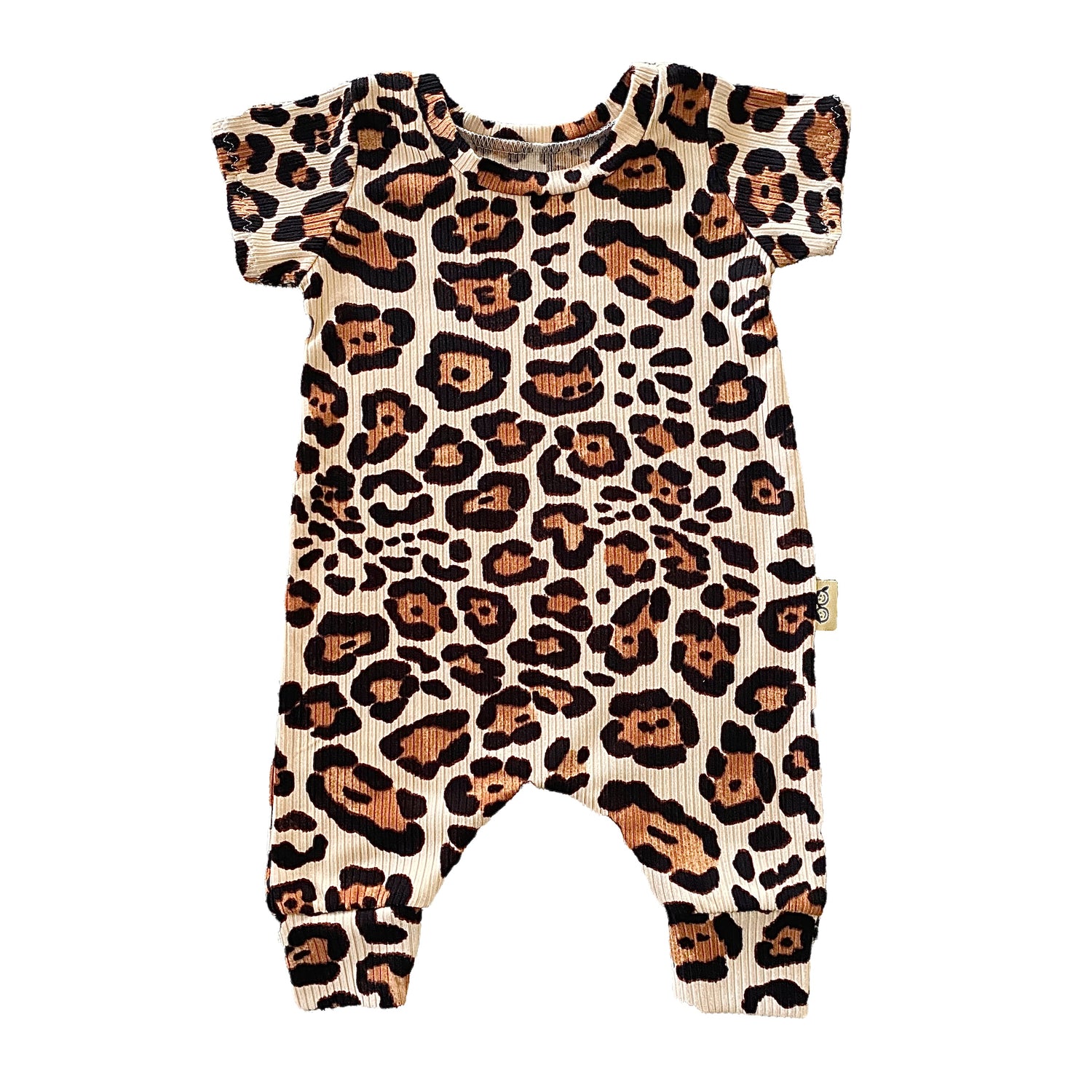 Taupe Leopard Ribbed Harem Romper