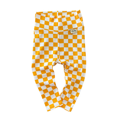 Yellow Retro Checkered Leggings and/or Headbands