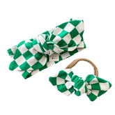 Green Retro Checkered Headbands
