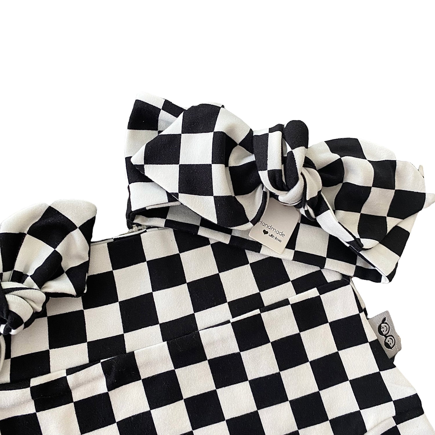 Black Retro Checkered Bummies and/or Headbands