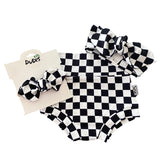 Black Retro Checkered Bummies and/or Headbands