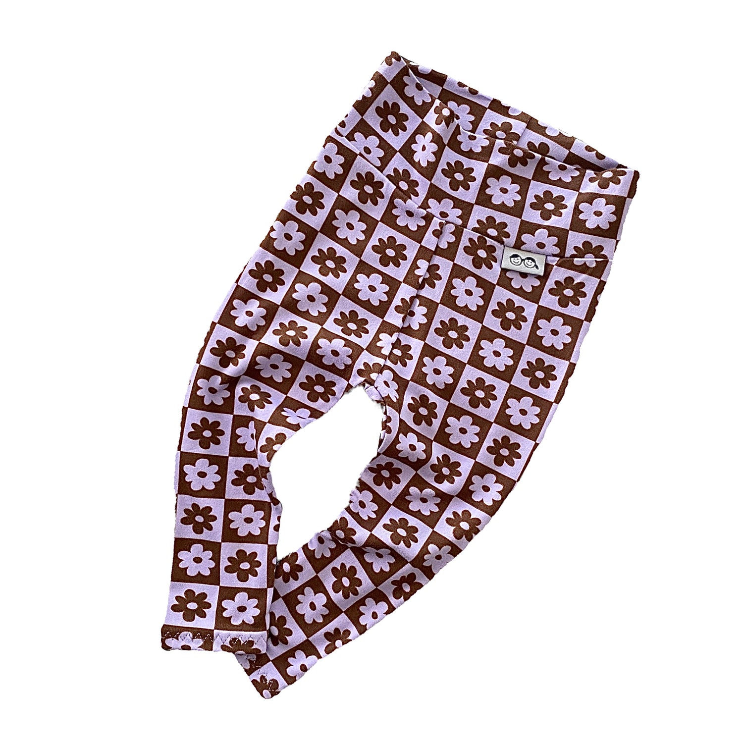 Purple and White Checkered Florals Leggings and/or Headbands