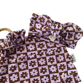 Purple and White Checkered Florals Bummies and/or Headbands