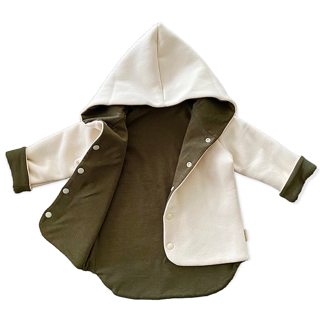 Barely Beige and Heather Olive Hooded Jacket