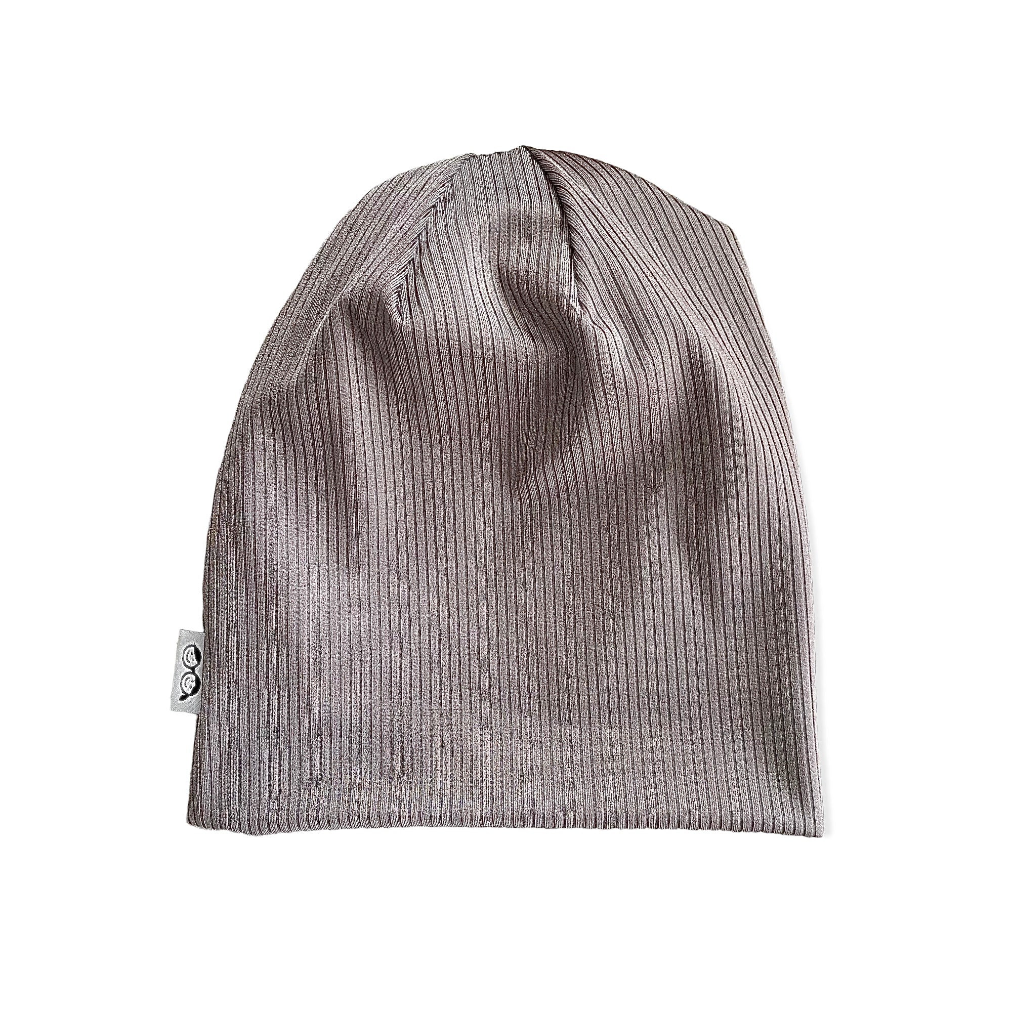 Brushed Nickel Grey Ribbed Slouchy Beanie and Infinity Scarf