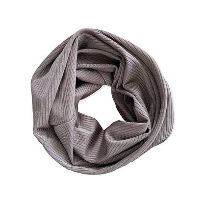 Brushed Nickel Grey Ribbed Slouchy Beanie and Infinity Scarf
